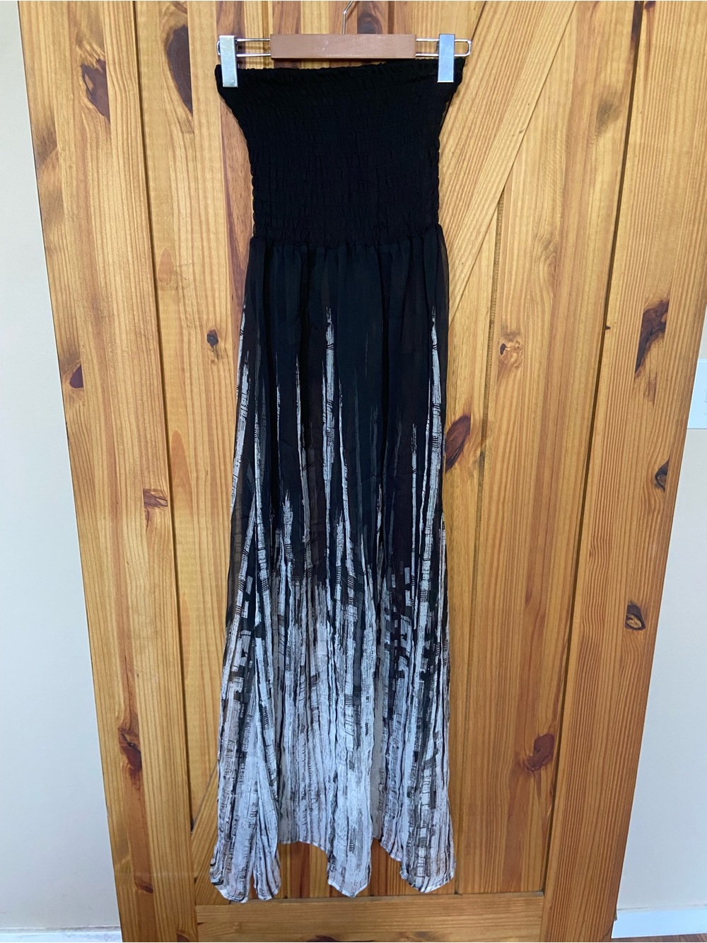 Summer Strapless Ombre Black to White Maxi Dress sheer light weight